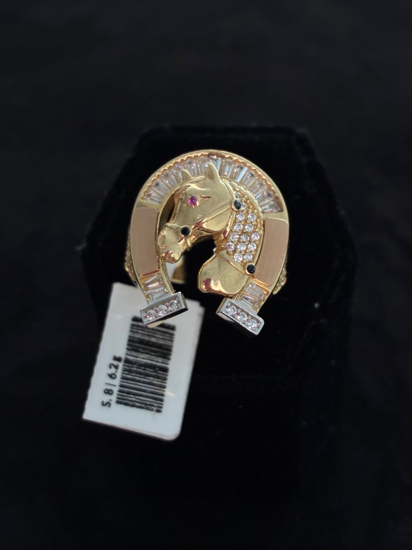 14K Tri-Color Gold Horse Ring