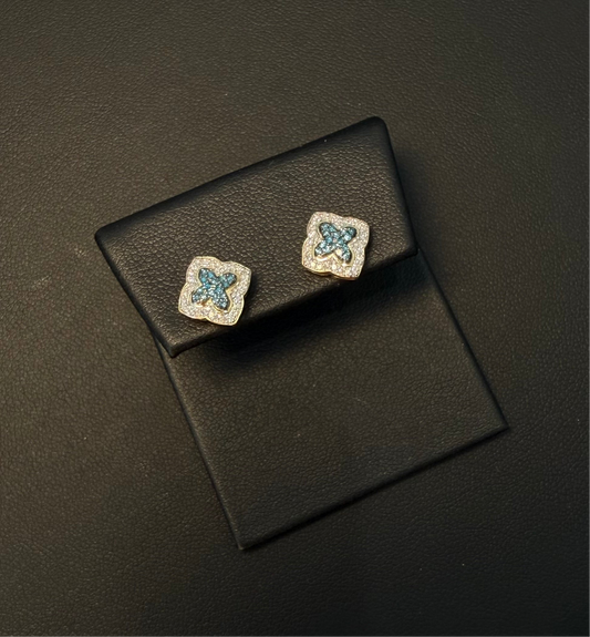 Aretes Diamante Clover Stud Azul