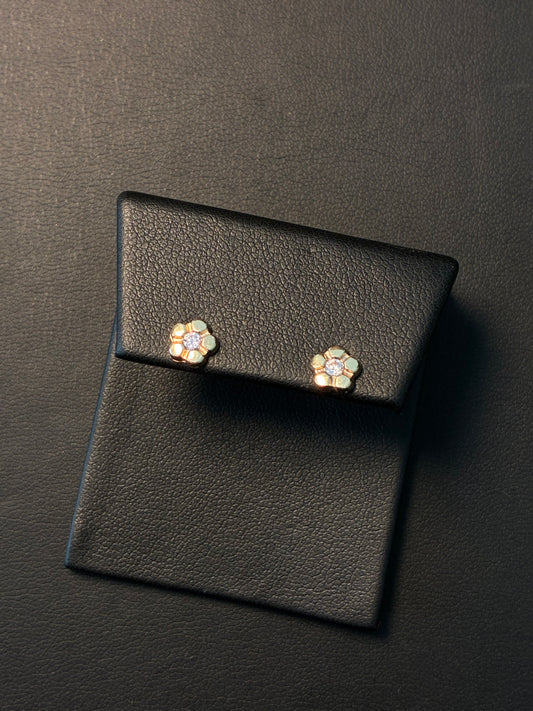 ARETES FLOR CON ZIRCONIA