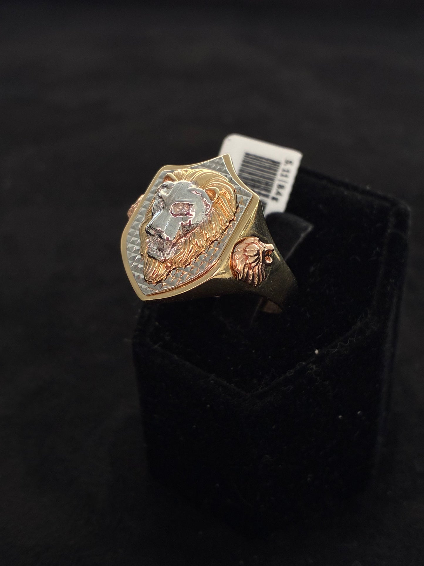 14K Tri-Color Gold Lion Ring