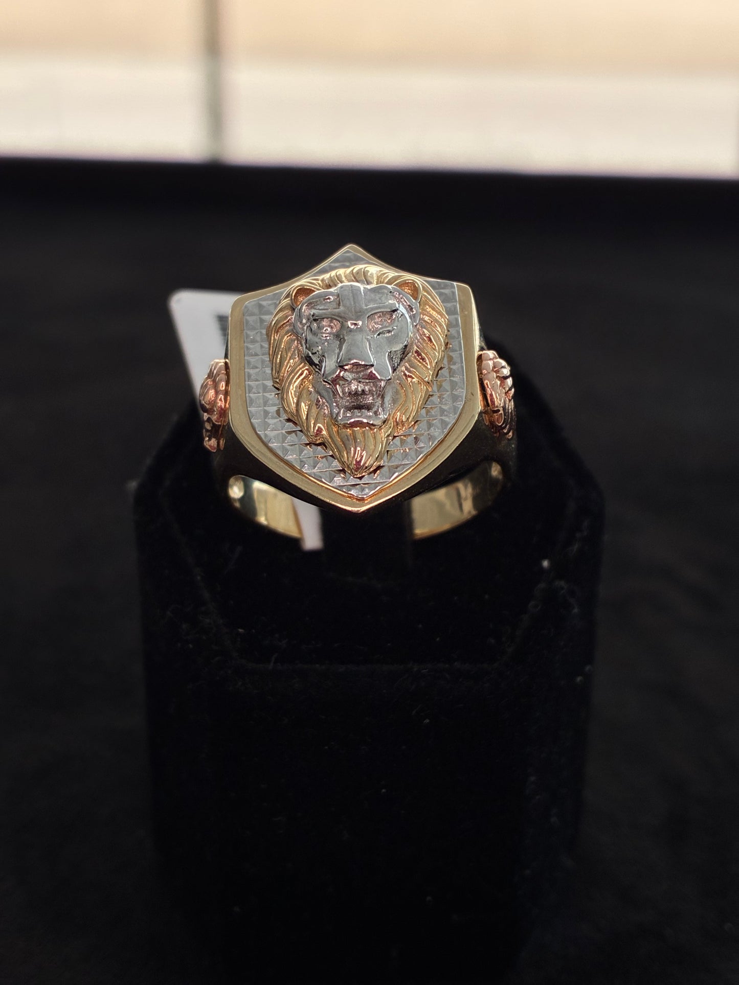 14K Tri-Color Gold Lion Ring
