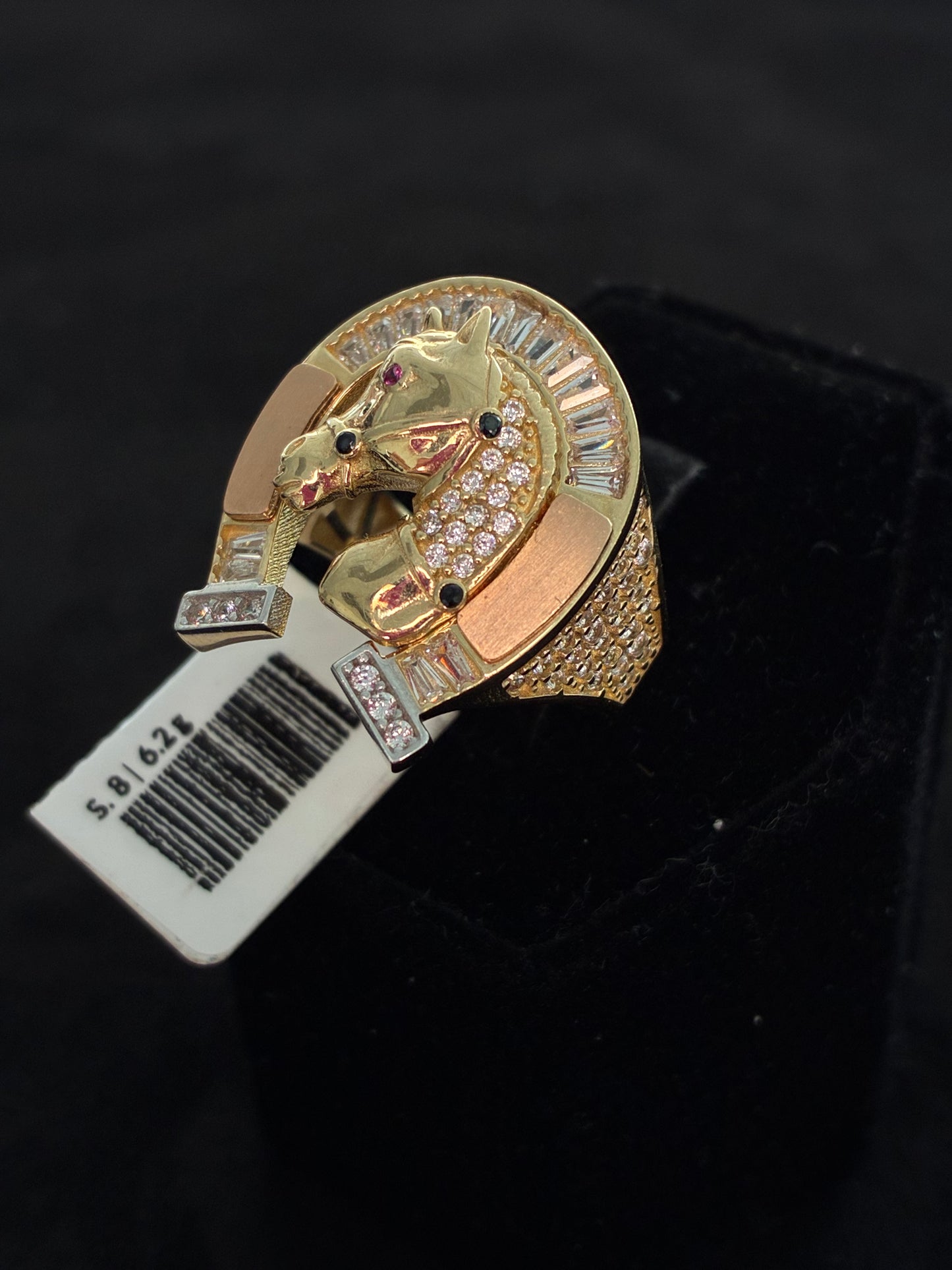 14K Tri-Color Gold Horse Ring