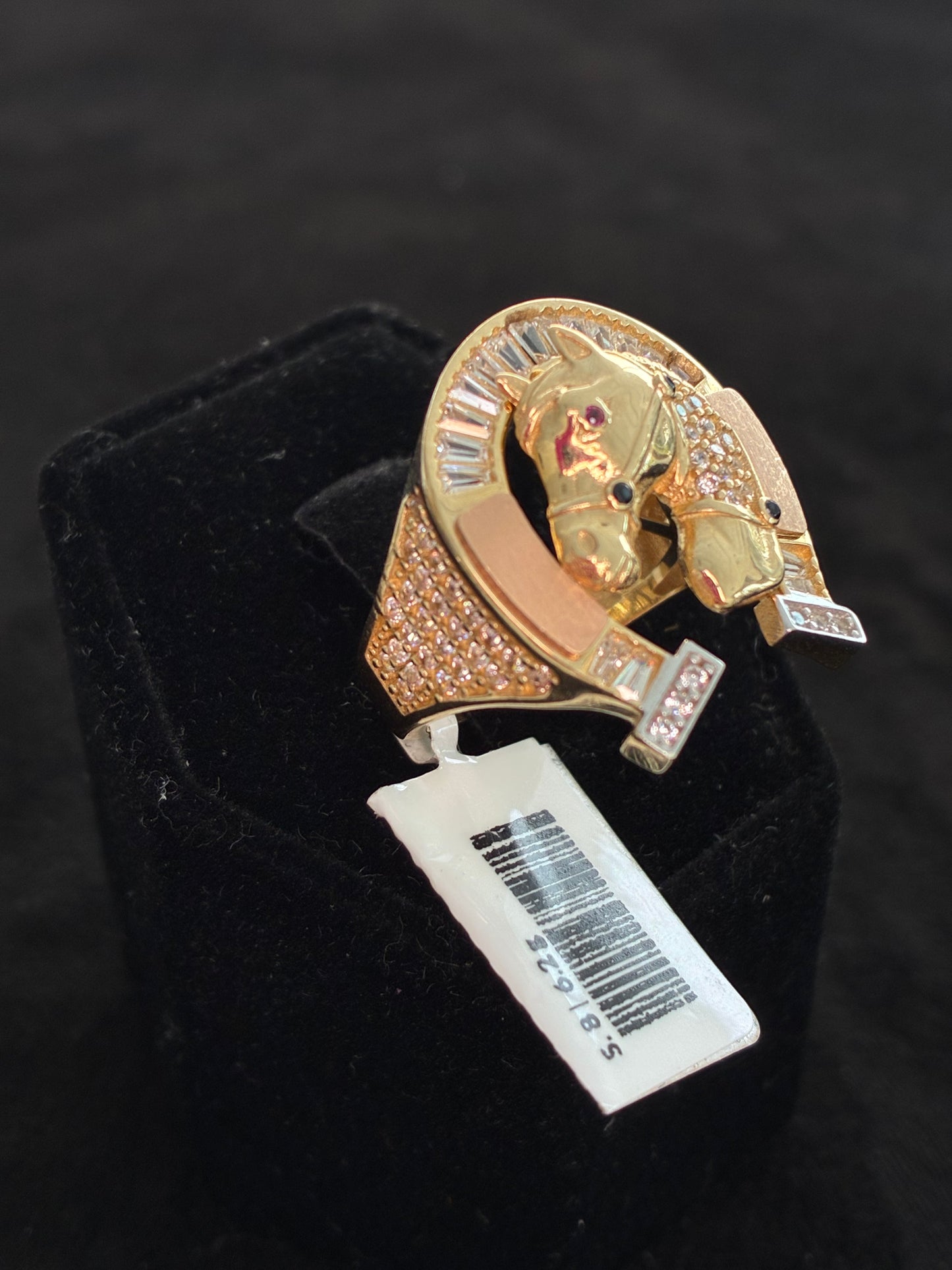 14K Tri-Color Gold Horse Ring
