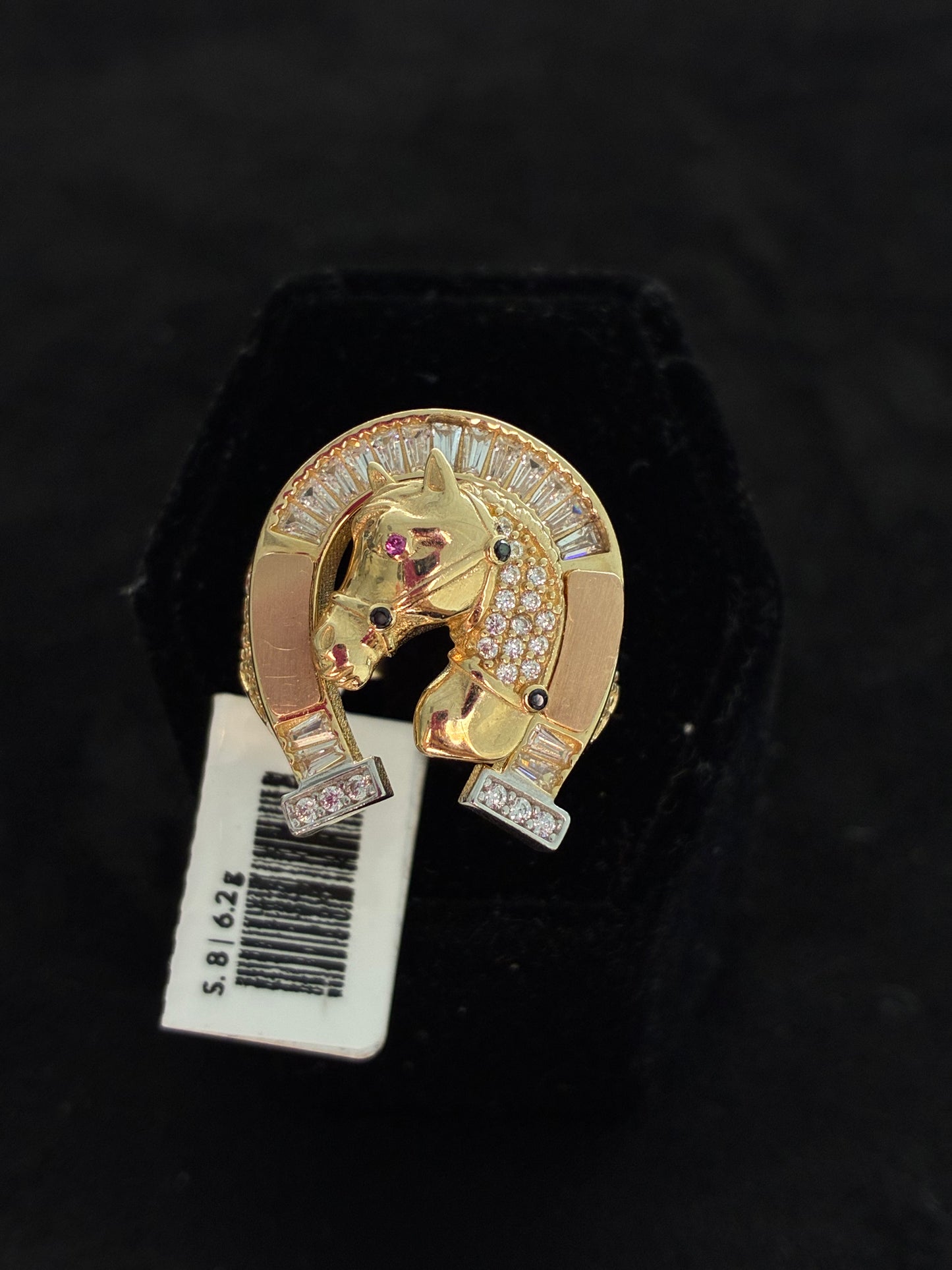 14K Tri-Color Gold Horse Ring